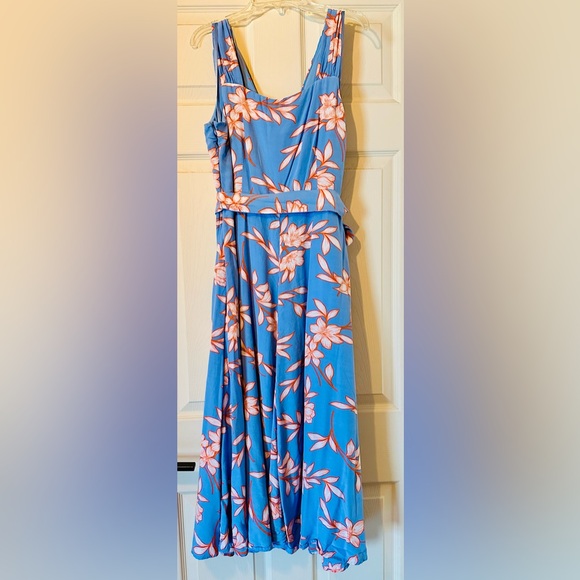 Talbots blue and red sleeveless with flowers flowing dress - Picture 4 of 7